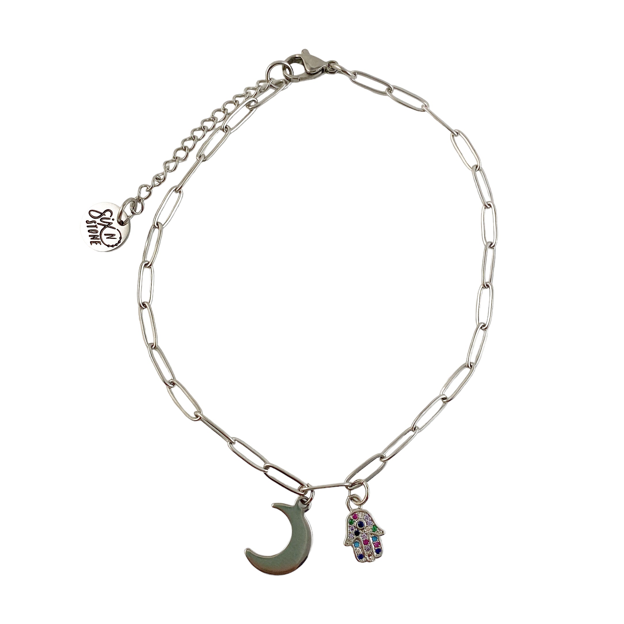 Silver Moon Chain Anklet
