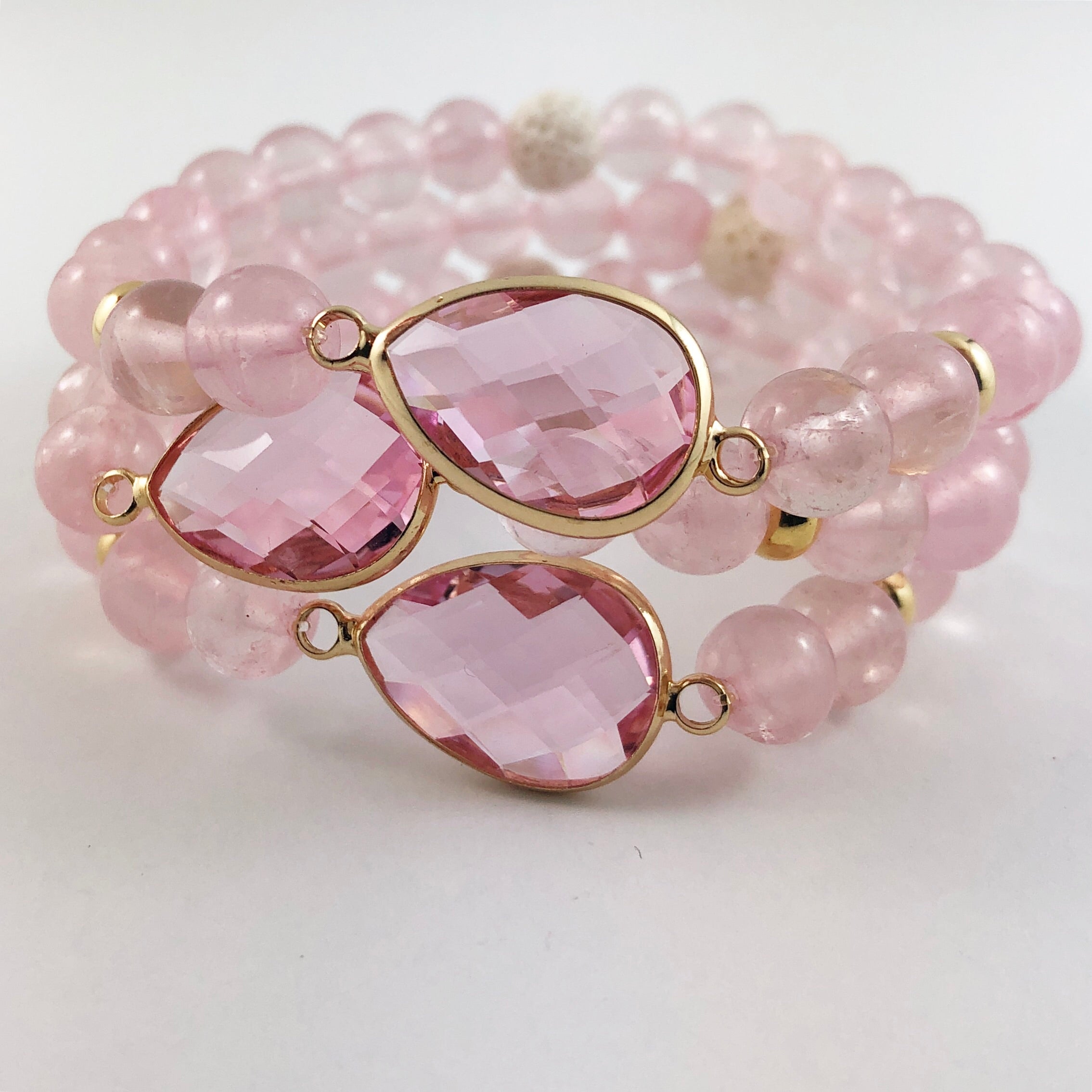 Rose Quartz and Crystal Diffuser Bracelet